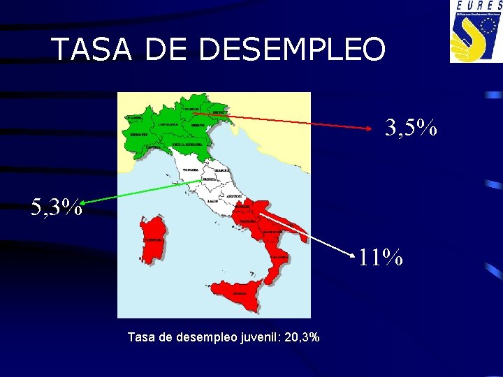 TASA DE DESEMPLEO 3, 5% 5, 3% 11% Tasa de desempleo juvenil: 20, 3%