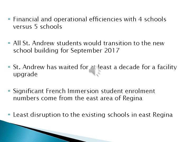  Financial and operational efficiencies with 4 schools versus 5 schools All St. Andrew