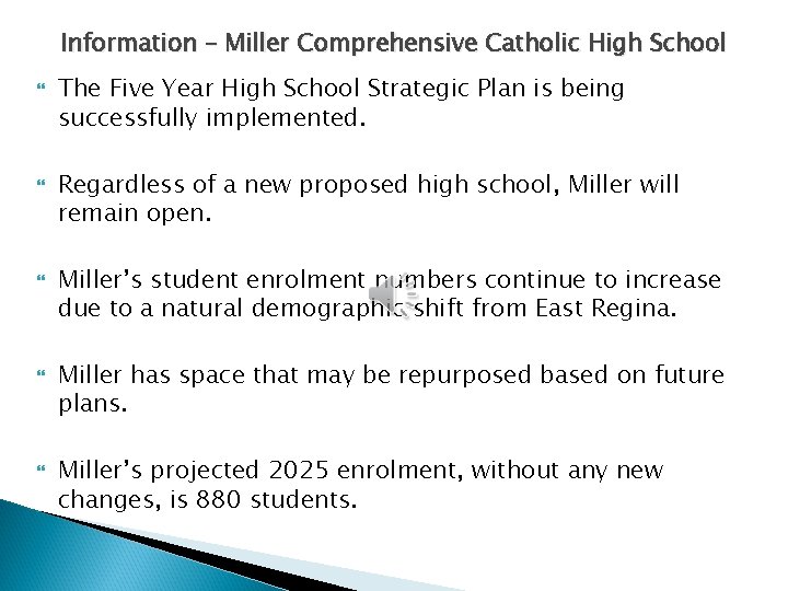 Information – Miller Comprehensive Catholic High School The Five Year High School Strategic Plan