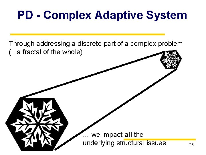 PD - Complex Adaptive System Through addressing a discrete part of a complex problem