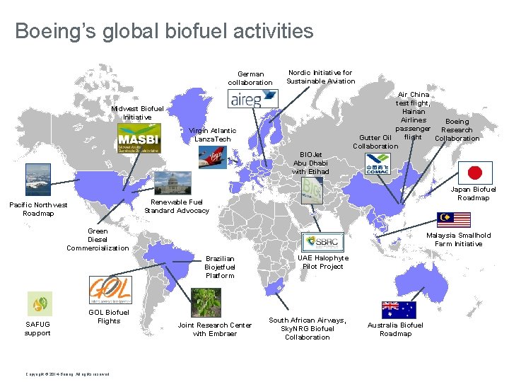 Boeing’s global biofuel activities German collaboration Nordic Initiative for Sustainable Aviation Air China test