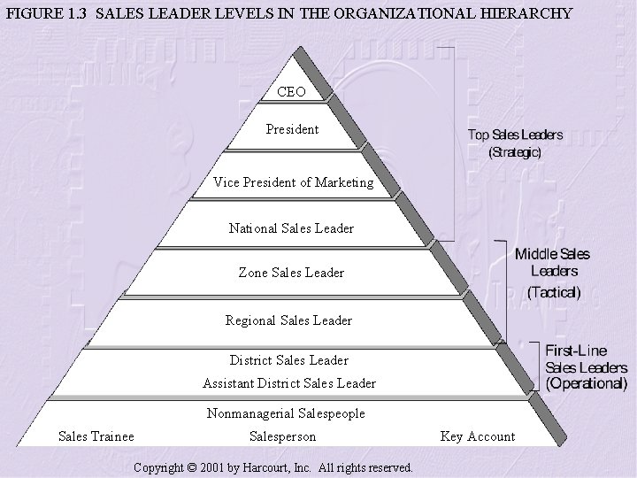 FIGURE 1. 3 SALES LEADER LEVELS IN THE ORGANIZATIONAL HIERARCHY CEO President Vice President