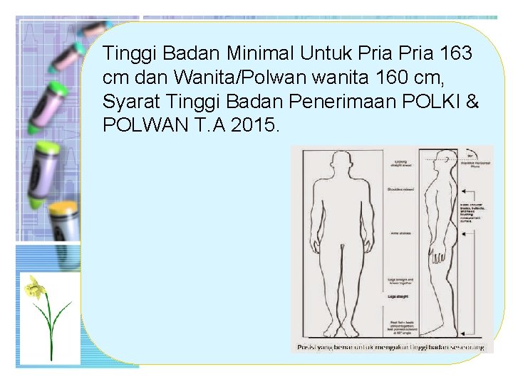 Tinggi Badan Minimal Untuk Pria 163 cm dan Wanita/Polwan wanita 160 cm, Syarat Tinggi