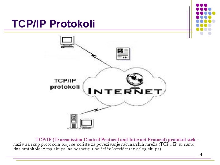 TCP/IP Protokoli TCP/IP (Transmission Control Protocol and Internet Protocol) protokol stek – naziv za