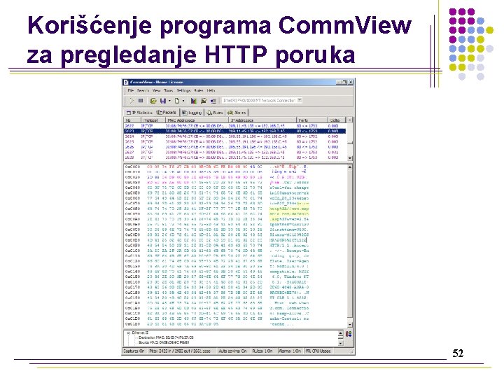 Korišćenje programa Comm. View za pregledanje HTTP poruka 52 