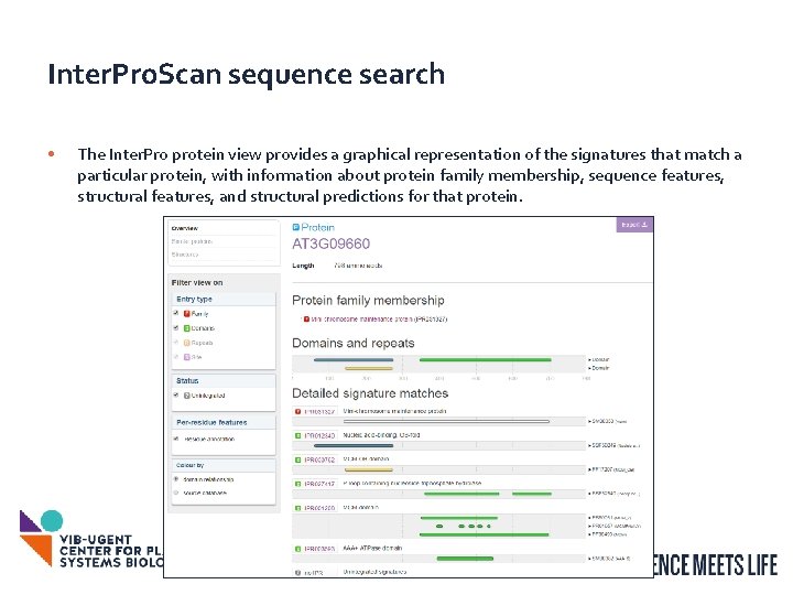 Inter. Pro. Scan sequence search • The Inter. Pro protein view provides a graphical Inter. Pro. Scan sequence search • The Inter. Pro protein view provides a graphical