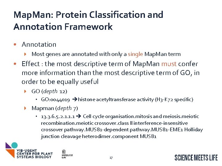 Map. Man: Protein Classification and Annotation Framework • Annotation Most genes are annotated with Map. Man: Protein Classification and Annotation Framework • Annotation Most genes are annotated with