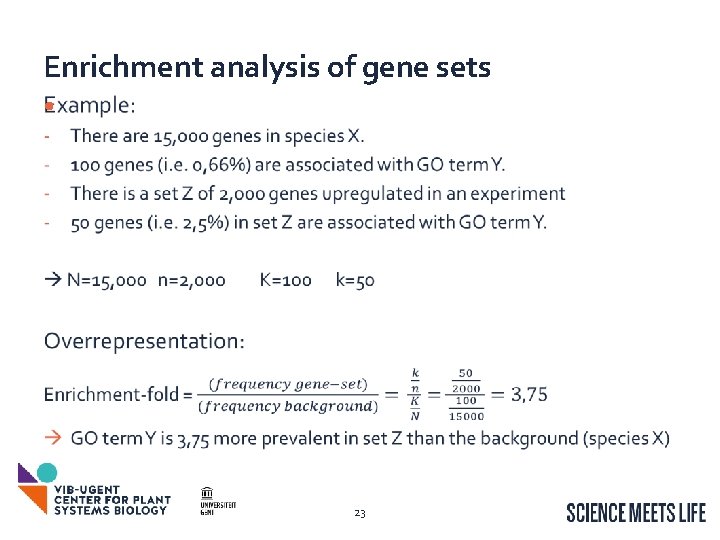 Enrichment analysis of gene sets • 23 