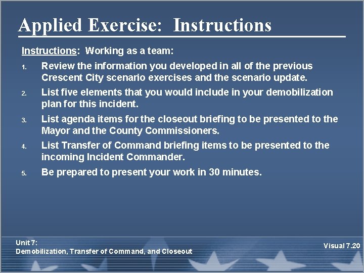 Applied Exercise: Instructions: Working as a team: 1. 2. 3. 4. 5. Review the