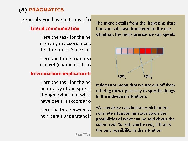 (8) PRAGMATICS Generally you have to forms of communication: Literal communication The more details