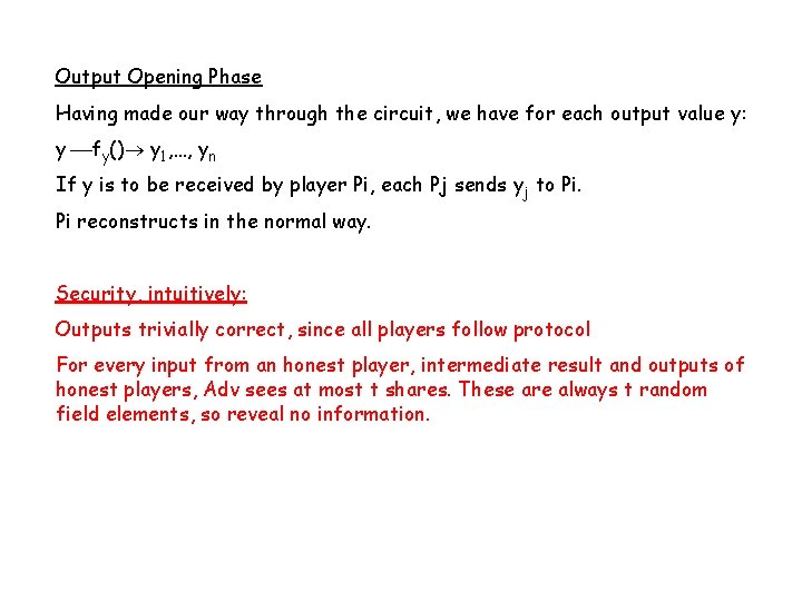 Output Opening Phase Having made our way through the circuit, we have for each