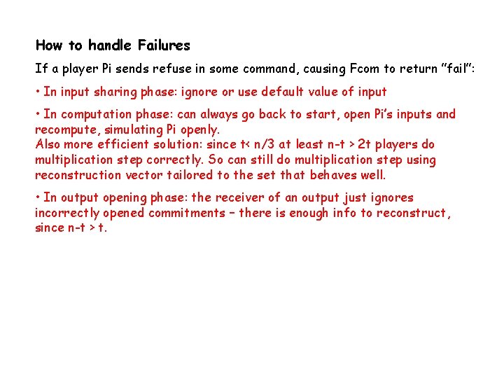 How to handle Failures If a player Pi sends refuse in some command, causing
