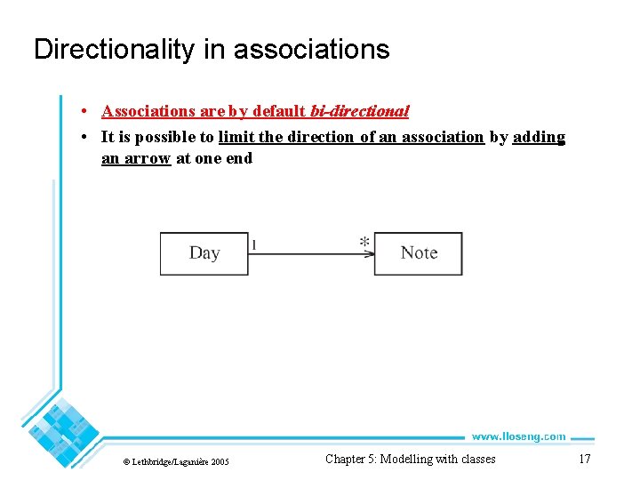 Directionality in associations • Associations are by default bi-directional • It is possible to