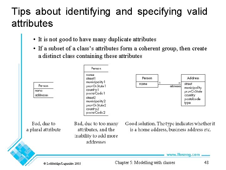 Tips about identifying and specifying valid attributes • It is not good to have