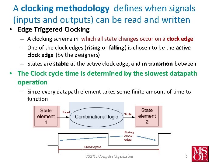 A clocking methodology defines when signals (inputs and outputs) can be read and written