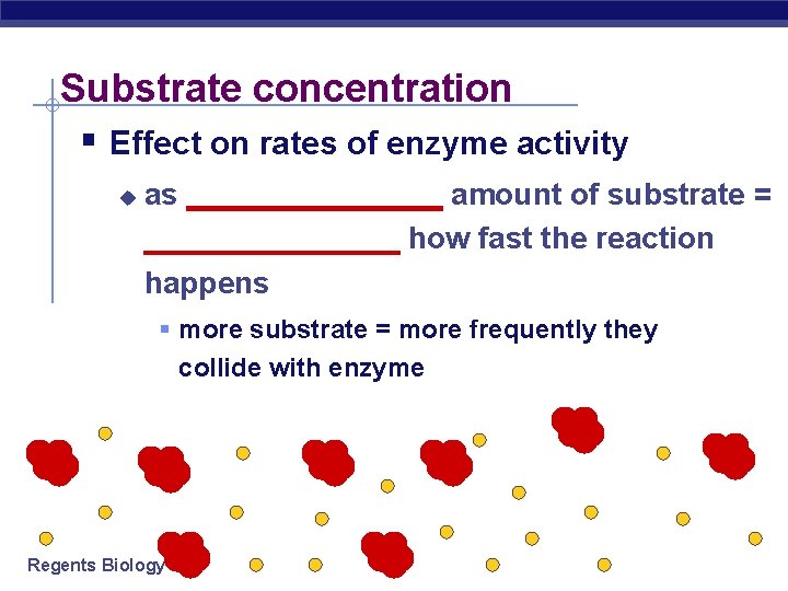 Substrate concentration § Effect on rates of enzyme activity u as ________ amount of