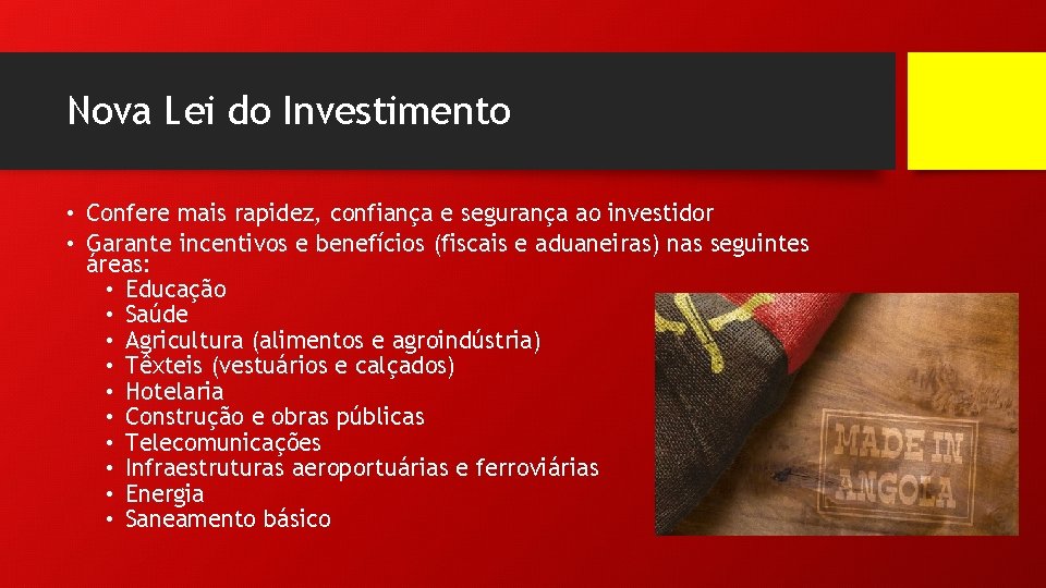 Nova Lei do Investimento • Confere mais rapidez, confiança e segurança ao investidor •