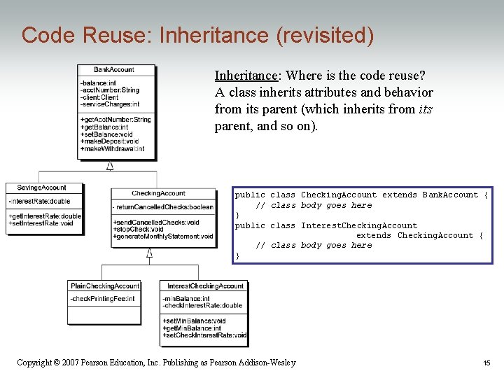 Code Reuse: Inheritance (revisited) Inheritance: Where is the code reuse? A class inherits attributes Code Reuse: Inheritance (revisited) Inheritance: Where is the code reuse? A class inherits attributes