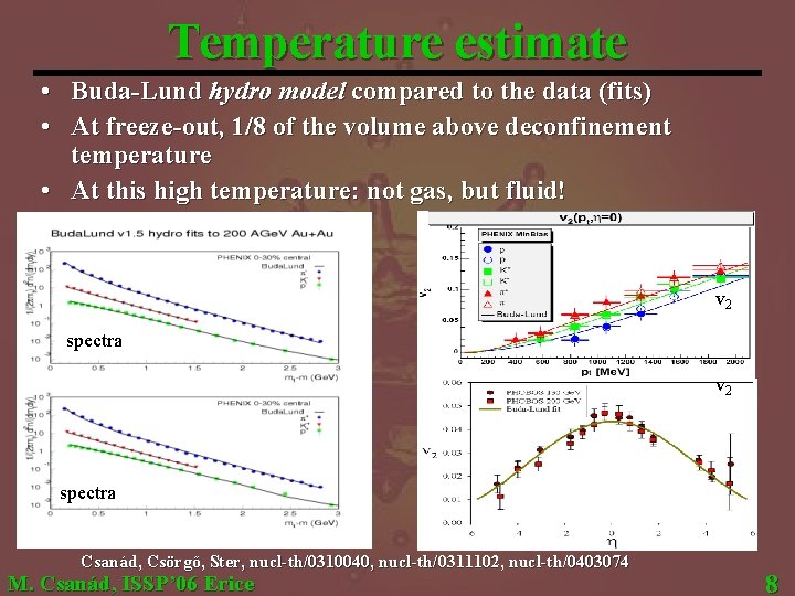 Temperature estimate • Buda-Lund hydro model compared to the data (fits) • At freeze-out,