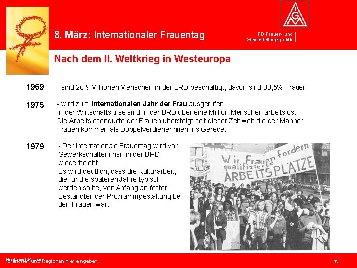 8. März: Internationaler Frauentag FB Frauen- und Gleichstellungspolitik Nach dem II. Weltkrieg in Westeuropa