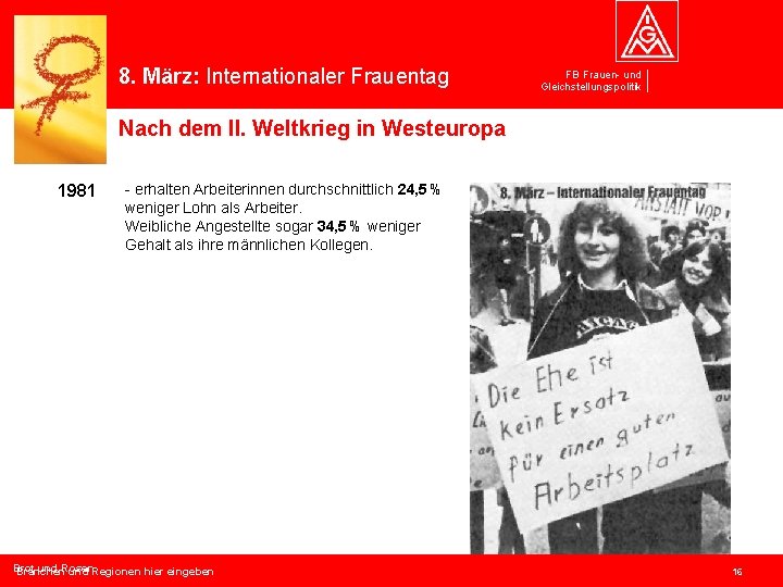 8. März: Internationaler Frauentag FB Frauen- und Gleichstellungspolitik Nach dem II. Weltkrieg in Westeuropa