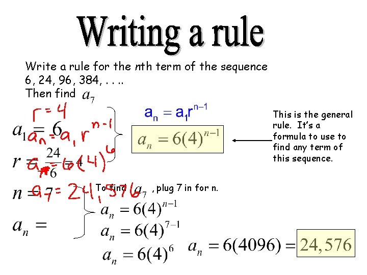 Write a rule for the nth term of the sequence 6, 24, 96, 384,