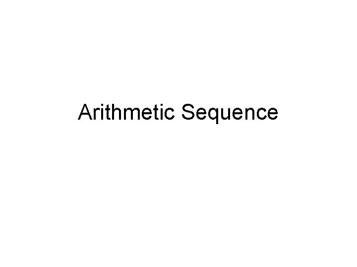 Arithmetic Sequence 