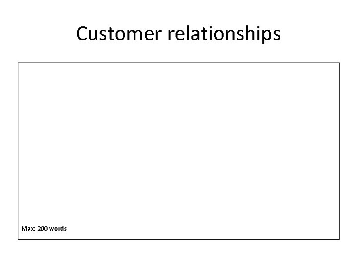 Customer relationships Max: 200 words 