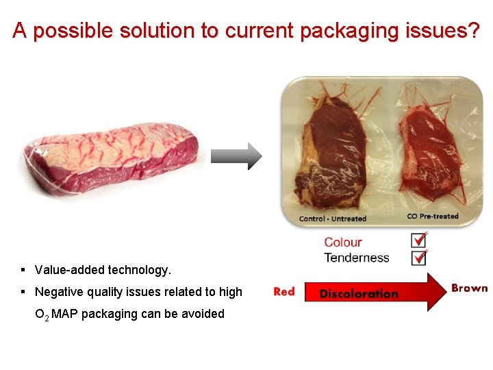 A possible solution to current packaging issues? § Value-added technology. § Negative quality issues