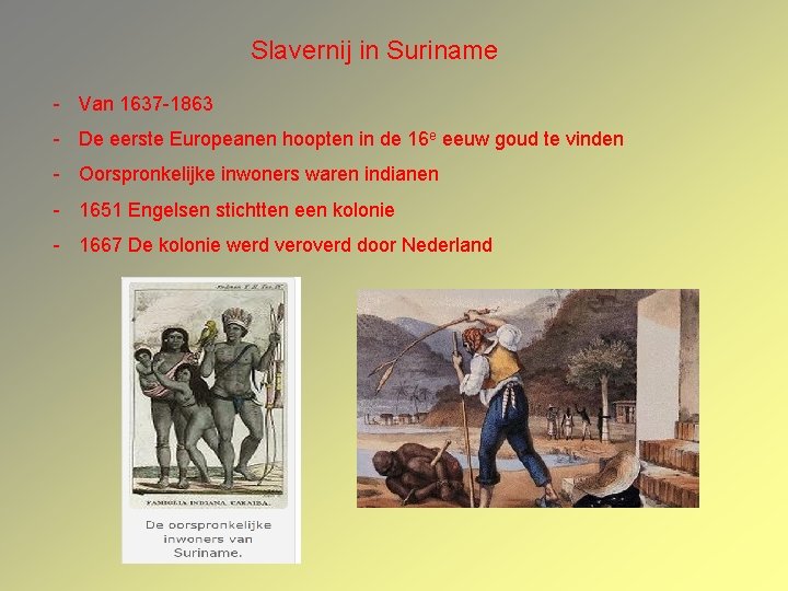 Slavernij in Suriname - Van 1637 -1863 - De eerste Europeanen hoopten in de