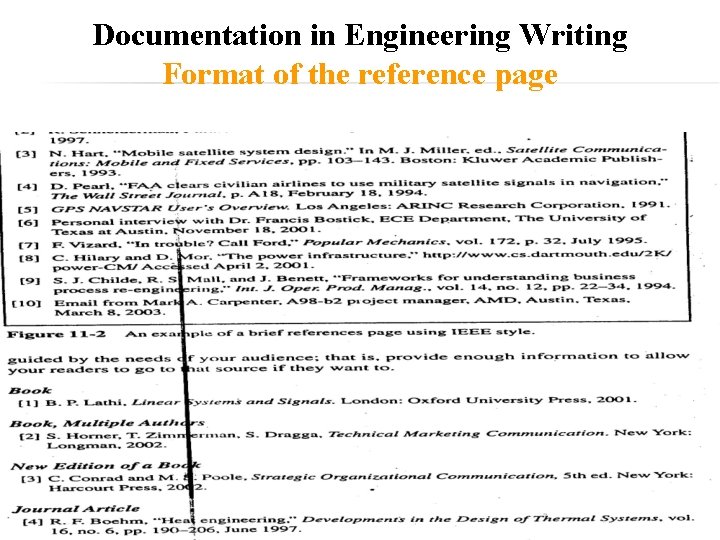 Documentation in Engineering Writing Format of the reference page 8 