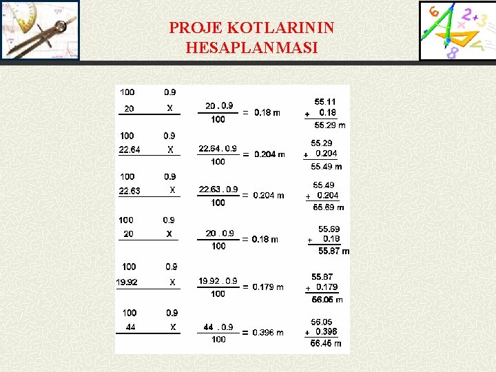 PROJE KOTLARININ HESAPLANMASI 