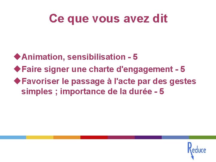 Ce que vous avez dit u. Animation, sensibilisation - 5 u. Faire signer une