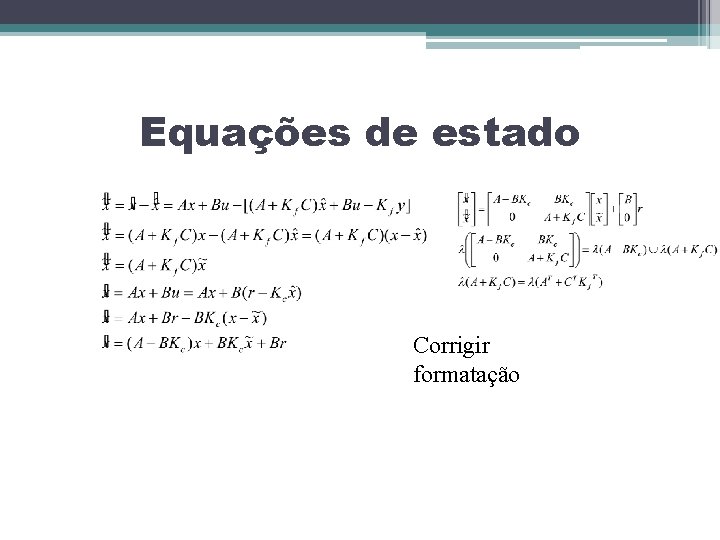 Equações de estado Corrigir formatação 