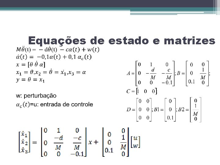  Equações de estado e matrizes 