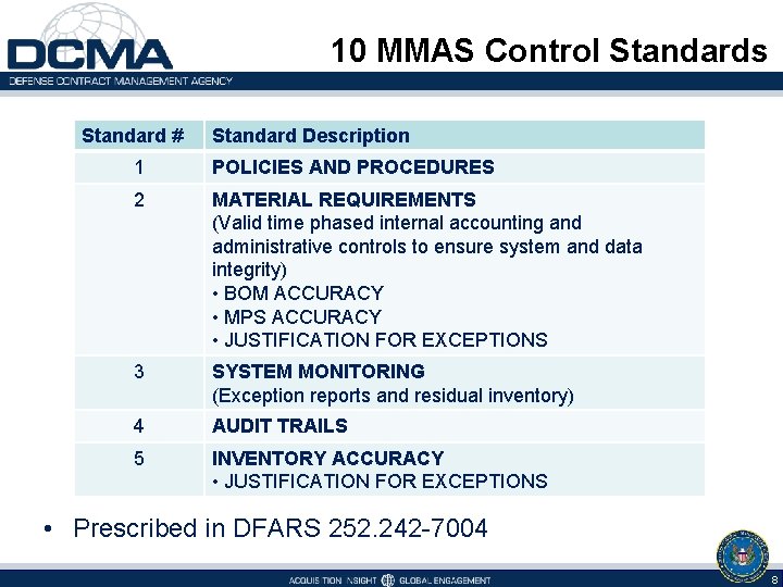 Material Management Accounting System Presented By Operations EA
