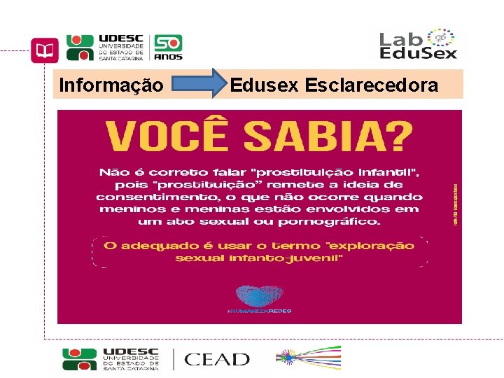 Informação Edusex Esclarecedora Educação Sexual: interfaces curriculares Curso de Pedagogia a Distância UDESC/CEAD/UAB 