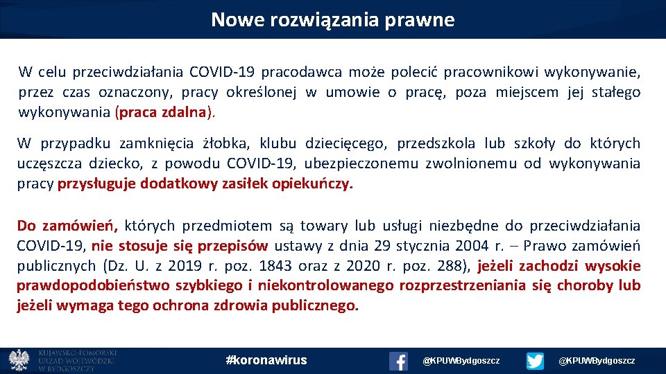 Nowe rozwiązania prawne W celu przeciwdziałania COVID-19 pracodawca może polecić pracownikowi wykonywanie, przez czas