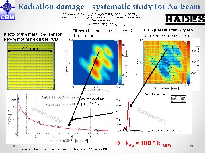 Radiation damage – systematic study for Au beam J. Pietraszkoa, A. Dravenyb , T.