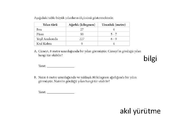 bilgi akıl yürütme 