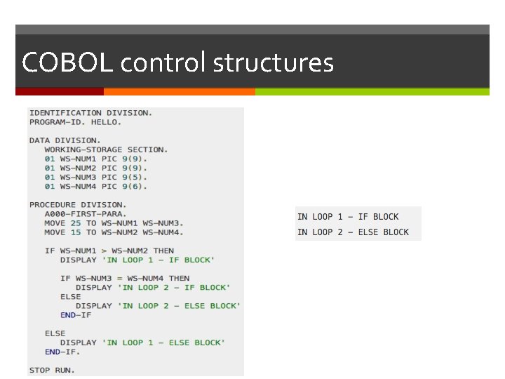 COBOL control structures COBOL control structures