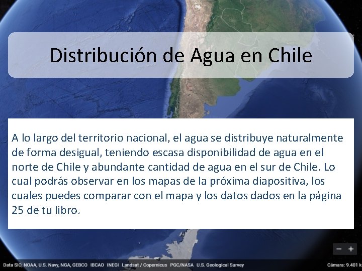 Distribución de Agua en Chile A lo largo del territorio nacional, el agua se