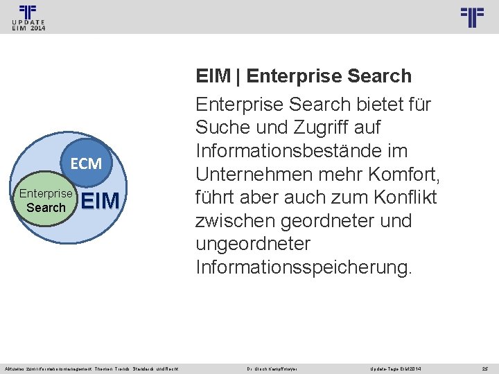 © PROJECT CONSULT Unternehmensberatung Dr. Ulrich Kampffmeyer Gmb. H 2011 ECM Enterprise Search EIM