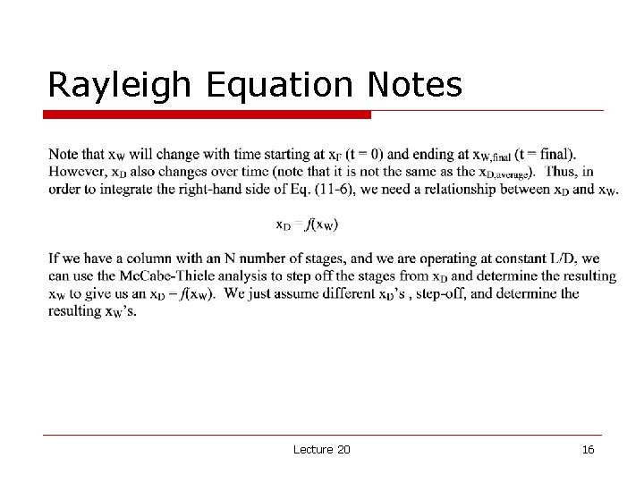 Rayleigh Equation Notes Lecture 20 16 