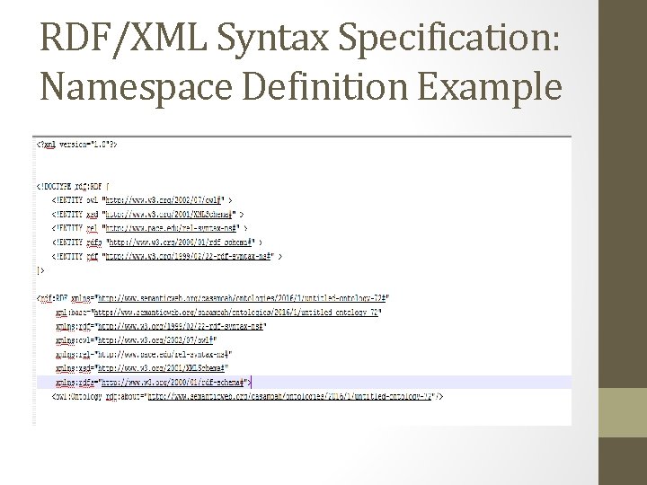 RDF/XML Syntax Specification: Namespace Definition Example 