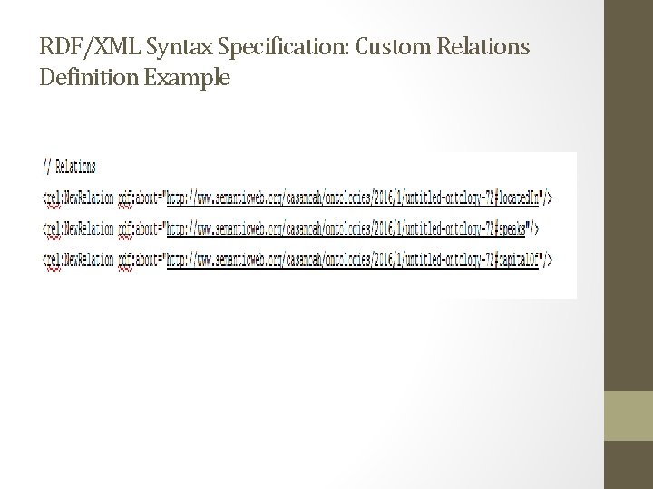 RDF/XML Syntax Specification: Custom Relations Definition Example 