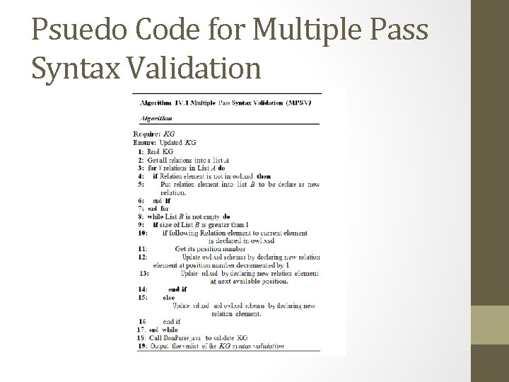 Psuedo Code for Multiple Pass Syntax Validation 