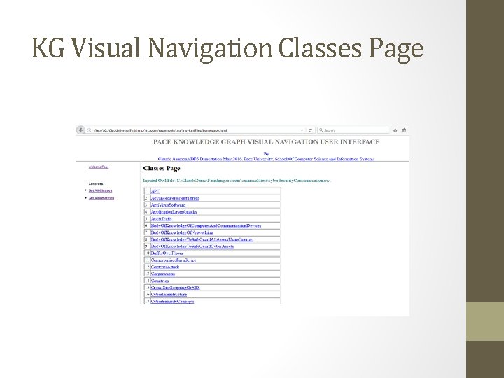 KG Visual Navigation Classes Page 
