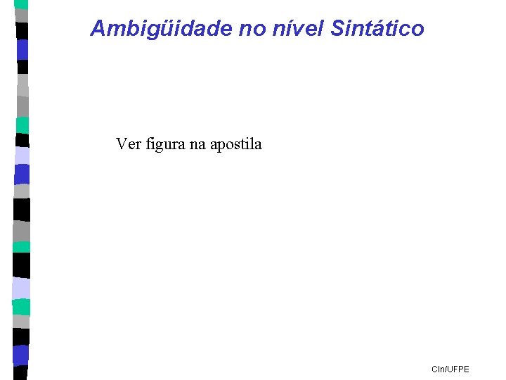 Ambigüidade no nível Sintático Ver figura na apostila CIn/UFPE 