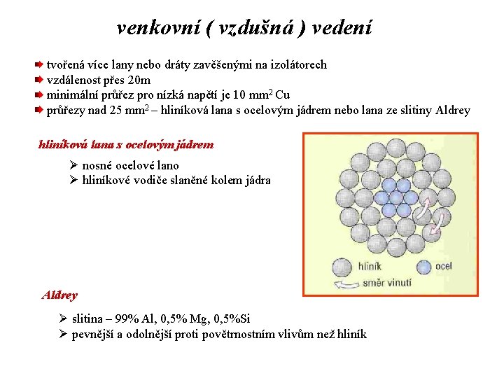 venkovní ( vzdušná ) vedení tvořená více lany nebo dráty zavěšenými na izolátorech vzdálenost